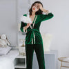 Autumn Winter Warm Set Women Sexy  Sleepwear For Women Sleeveless Strap Nightwear Long Pant Robe