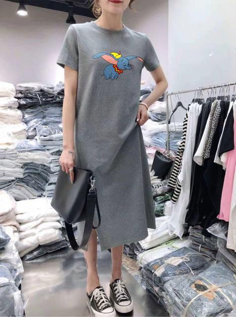 Caiyier Casual Nightgown Cute Print Black Nightdress Summer Short Sleeve Long  Nightshirt Women Plus Size Sleepwear S-4XL
