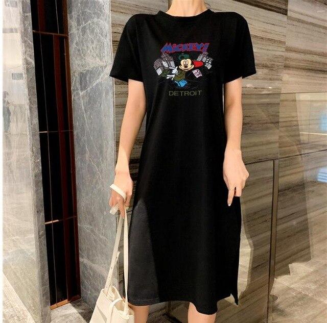 Caiyier Casual Nightgown Cute Print Black Nightdress Summer Short Sleeve Long  Nightshirt Women Plus Size Sleepwear S-4XL