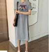 Caiyier Casual Nightgown Cute Print Black Nightdress Summer Short Sleeve Long  Nightshirt Women Plus Size Sleepwear S-4XL