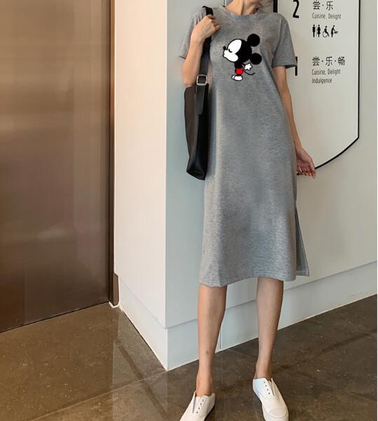 Caiyier Casual Nightgown Cute Print Black Nightdress Summer Short Sleeve Long  Nightshirt Women Plus Size Sleepwear S-4XL