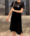 Caiyier Casual Nightgown Cute Print Black Nightdress Summer Short Sleeve Long  Nightshirt Women Plus Size Sleepwear S-4XL