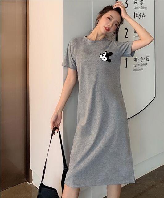 Caiyier Casual Nightgown Cute Print Black Nightdress Summer Short Sleeve Long  Nightshirt Women Plus Size Sleepwear S-4XL