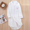 2019 New Ladies sleepwear 100% Gauze Cotton Nightdress Flamingo Embroidered Women Sleepshirt Long-sleeve Comfort Household Wear
