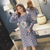 2018 Autumn 100% Cotton Polka Dot Dress Nightgown for Women Long Sleeve Nightdress Cute Girls cartoon Night Dress Home Sleepwear