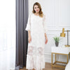 2019 White Gauze Cotton Women's Nightgowns Lace Long Sleepwear Elegant Female Vintage Princess Night Dress Home Wear