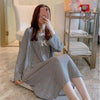 2018 Spring Autumn Casual Plaid Cotton Nightgowns for Women Long Sleeve Loose Night Dress Home Dress Sleepwear Nightdress Nighty