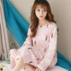 Casual Striped 100% Cotton Nightgowns for Women 2019 Autumn Long Sleeve Sleepwear Night Dress Femme Lounge Nightdress Home Dress
