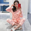 Cute Women Pajamas Pyjamas Set Long Sleeve Sleepwear Pijama Mujer Pajama Suit 2 Pieces Night Home Wear Nightgown Plus Size