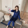 Caiyier 2018 Witer Silk Pajamas Sets Long Sleeve Sleepwear Pyjamas For Women Silk Homewear Sexy Nightgown pyjama femme 5xl Size