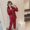 Caiyier 2018 Witer Silk Pajamas Sets Long Sleeve Sleepwear Pyjamas For Women Silk Homewear Sexy Nightgown pyjama femme 5xl Size