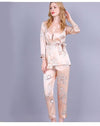 3PCS  Pajamas Set 2018 New Arrival Women's Nightgown Long Sleeve Rayon Sexy Chinese Dragon Nightwear Pyjamas M L XL D128-011