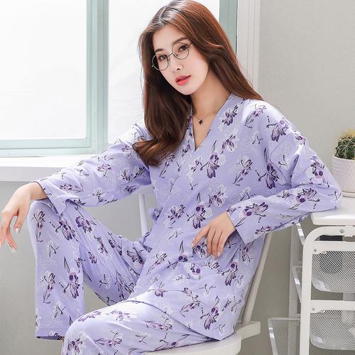 Japanese Pajamas Women Spring Autumn Cotton Long Sleeve Kimono Sleepwear Sweet Lovely Homewear Thin Two Sets Nightgown H5623