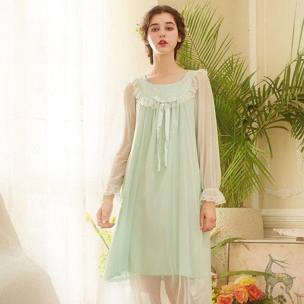 New Long Cotton Nightgown Princess Sleep Lounge Pregnant Women Home Dress Sleepshirts Female Nightdress Vintage Camisao CA874