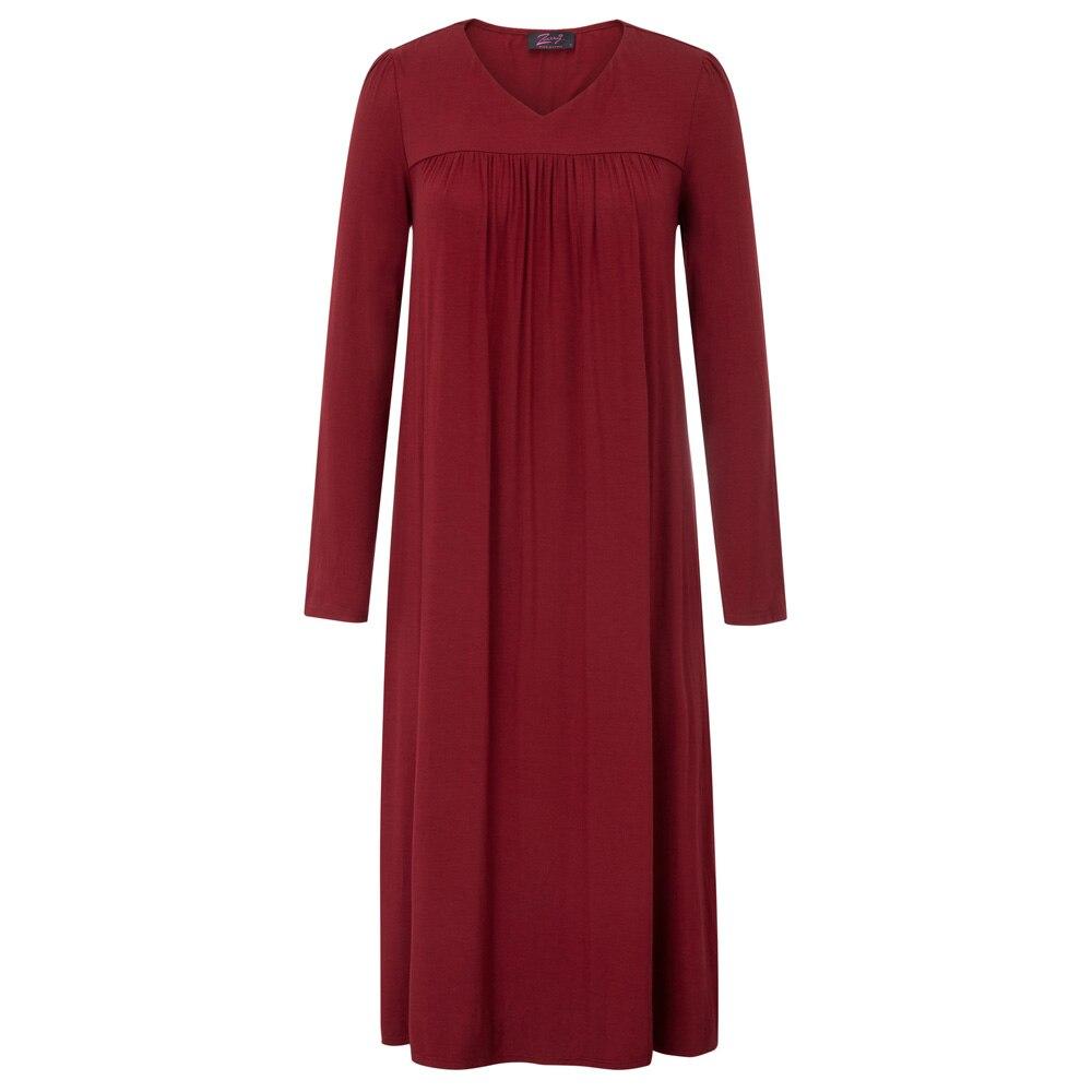 Homewear Sleepdress Womens Nightgown Ladies Long sleeve Loose Dress Plain Plus size Sleepwear