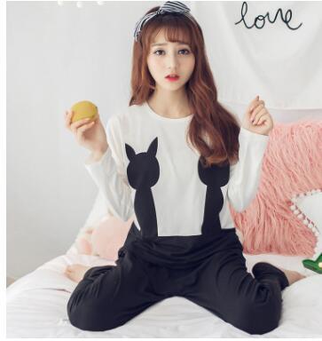 Spring autumn Women Pyjamas Cartoon printed Pajamas Set Thin Pijamas Mujer Sleepwear suit long Sleeve Nightgown casual homewear