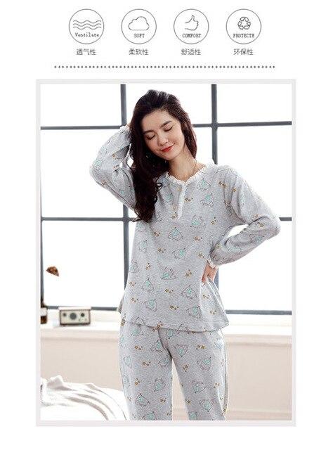 Autumn 100% Cotton Long Sleeve Pajamas Elegant Women's Pajamas Sets Ladies Sleepwear Nightgowns Loungewear Fashion Home Clothing