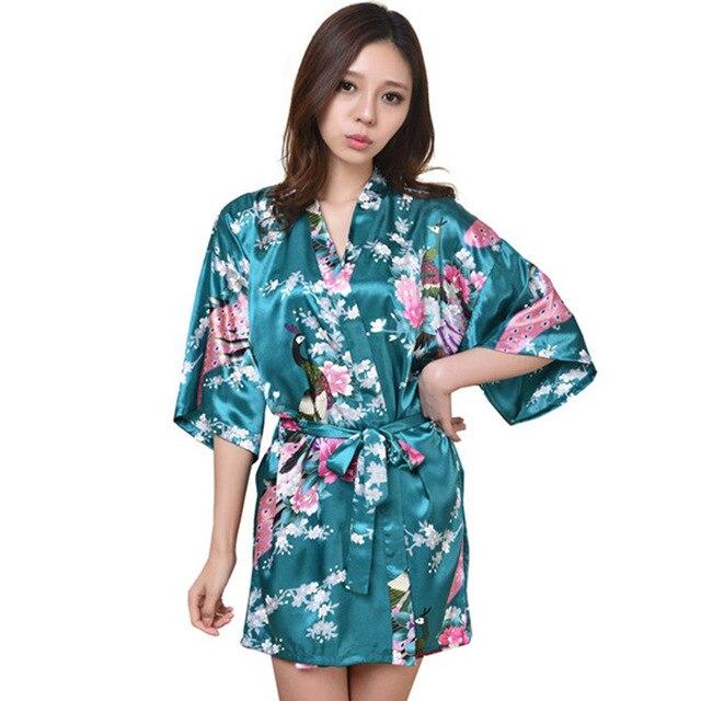 Blue Satin Robes for Brides Wedding Sleepwear Silk Pijama Casual Bathrobe Animal Rayon Long Sexy Bathrobe Nightgown Women Kimono