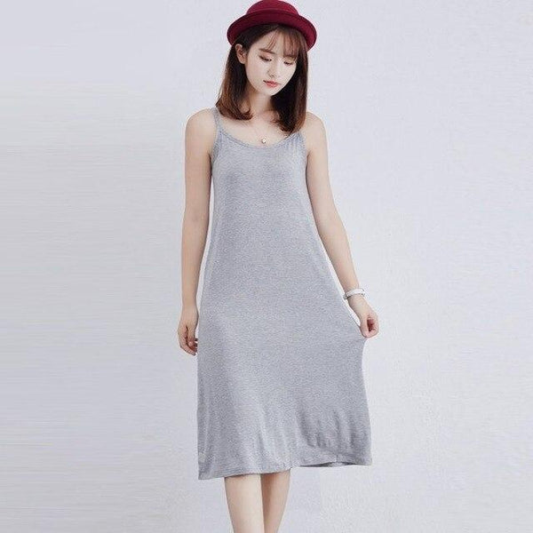 3 Color Solid Sleeveless Long Sleepwear For Women Straps Modal Nightgown O-neck Hot Robe Loose NightDress Nightgown