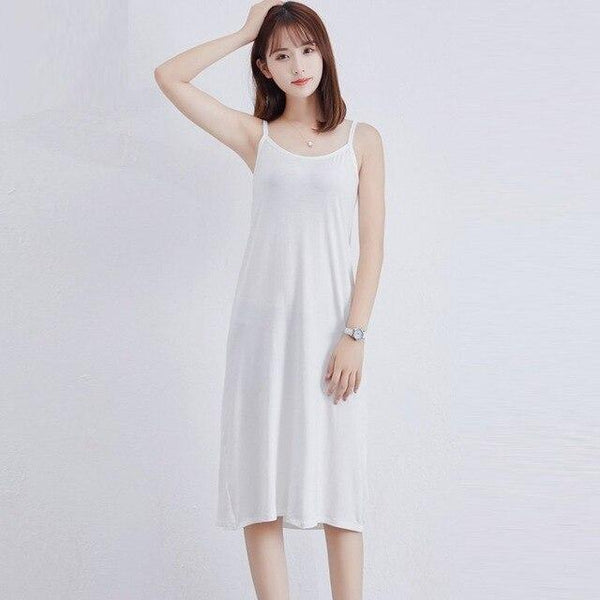 3 Color Solid Sleeveless Long Sleepwear For Women Straps Modal Nightgown O-neck Hot Robe Loose NightDress Nightgown