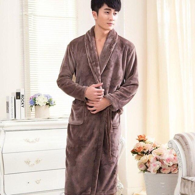 Fashion Winter Men's Kimono Robe Autumn Lady Flannel Bath Gown Yukata Nightgown Sleepwear Sleepshirts One Size