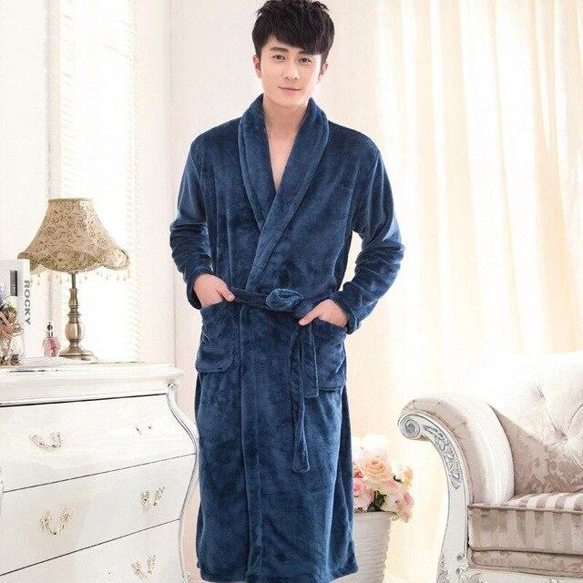 Fashion Winter Men's Kimono Robe Autumn Lady Flannel Bath Gown Yukata Nightgown Sleepwear Sleepshirts One Size