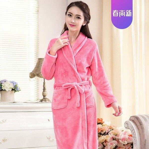 Fashion Winter Men's Kimono Robe Autumn Lady Flannel Bath Gown Yukata Nightgown Sleepwear Sleepshirts One Size