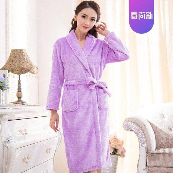 Fashion Winter Men's Kimono Robe Autumn Lady Flannel Bath Gown Yukata Nightgown Sleepwear Sleepshirts One Size