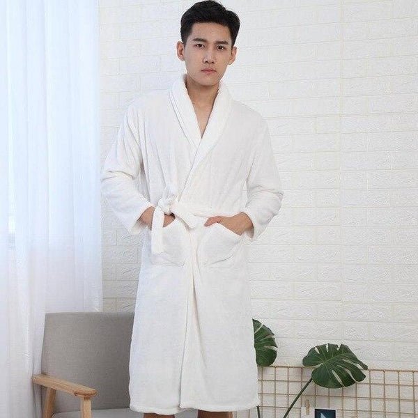 Fashion Winter Men's Kimono Robe Autumn Lady Flannel Bath Gown Yukata Nightgown Sleepwear Sleepshirts One Size