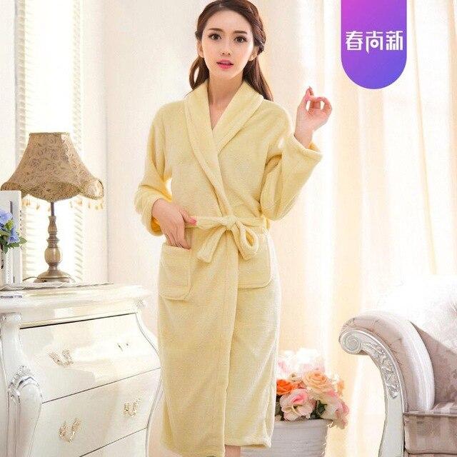 Fashion Winter Men's Kimono Robe Autumn Lady Flannel Bath Gown Yukata Nightgown Sleepwear Sleepshirts One Size