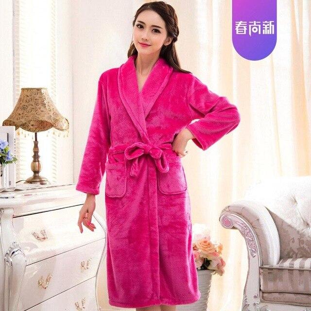 Fashion Winter Men's Kimono Robe Autumn Lady Flannel Bath Gown Yukata Nightgown Sleepwear Sleepshirts One Size