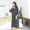 Caiyier 2019 Cotton Nightgowns Fruit Stripe Print Short Sleeve Night Dress Large Size Women Summer Dress Sexy Long nightshirt
