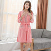 2PCS Plus Size Sexy Cotton Robes Set for Women Spring Autumn Lace Long Sleeve Night Dress Sleepwear Bathrobe Two Piece Nightgown