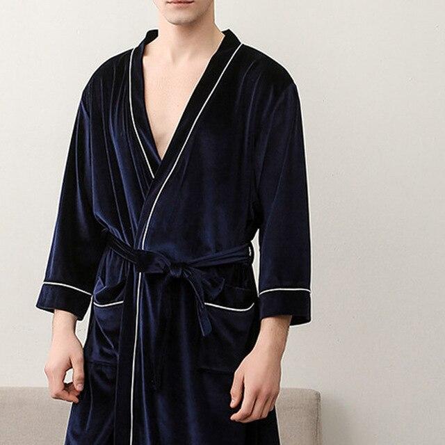 2019 Autumn And Winter Stitching Nightgown Long Section Men And Women Couple Pajamas New Bathroom Bathrobe Fashion Couple Robes