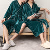 2019 Autumn And Winter Stitching Nightgown Long Section Men And Women Couple Pajamas New Bathroom Bathrobe Fashion Couple Robes