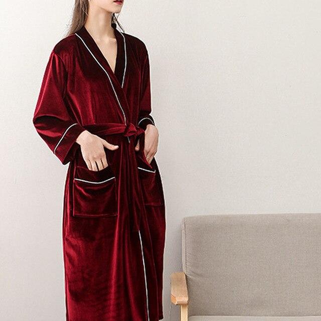 2019 Autumn And Winter Stitching Nightgown Long Section Men And Women Couple Pajamas New Bathroom Bathrobe Fashion Couple Robes