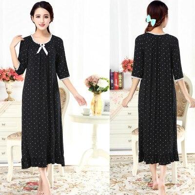 Free shipping Spring autumn plus size cotton modal ultra long nightgown female half sleeve loose princess sleepwear