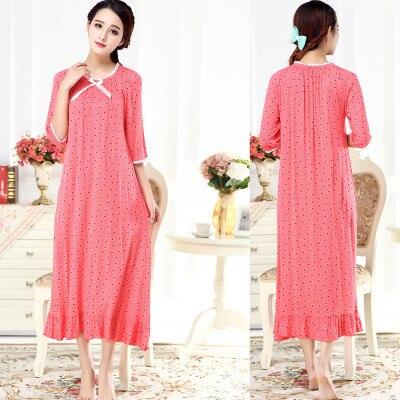 Free shipping Spring autumn plus size cotton modal ultra long nightgown female half sleeve loose princess sleepwear
