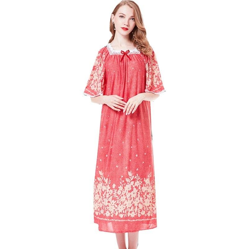 Summer women Modal cotton long Nightgown Night Dress baggy nightgowns Square Collar sleepwear plus size night dress chest 142cm