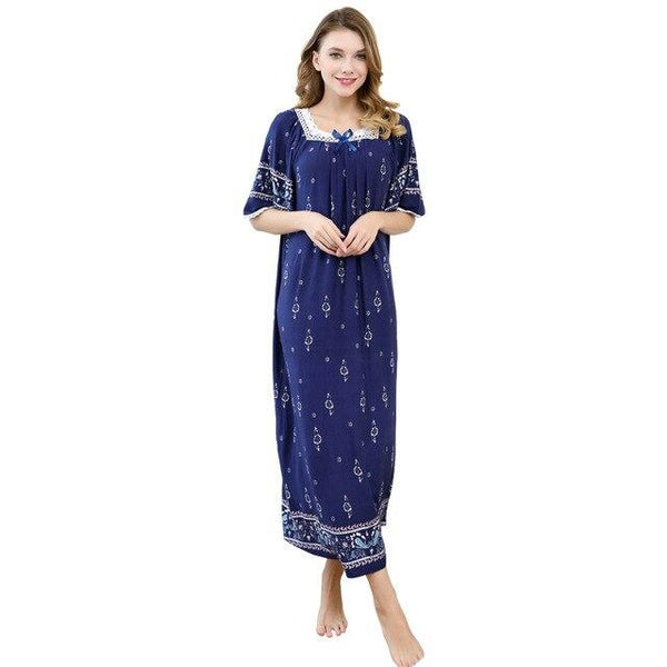 Summer women Modal cotton long Nightgown Night Dress baggy nightgowns Square Collar sleepwear plus size night dress chest 142cm