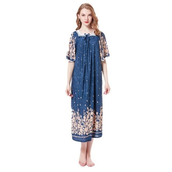 Summer women Modal cotton long Nightgown Night Dress baggy nightgowns Square Collar sleepwear plus size night dress chest 142cm