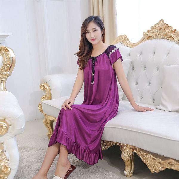 Summer New Ladies Long Nightgown Casual Home Dress Sleeveless Sexy Sleepwear Ice Silk Nightdress Big Size Pregnant woman Dress