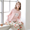 100% Cotton Long Sleeved Cartoon Pajamas Women's Pajamas Sets Sweet Girls Sleepwear Nightgowns Lounge Women Fashion Clothing