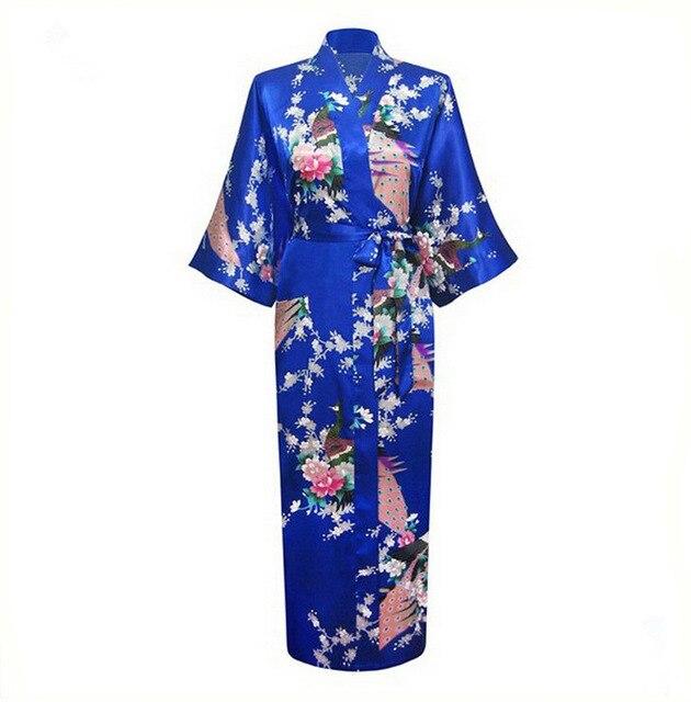 Brand New Chinese Women Silk Rayon Nightgown Bride Wedding Robes Printed Sleepwear Sexy Long Kimono Gown S M L XL XXL XXXL A-028