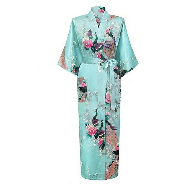 Brand New Chinese Women Silk Rayon Nightgown Bride Wedding Robes Printed Sleepwear Sexy Long Kimono Gown S M L XL XXL XXXL A-028