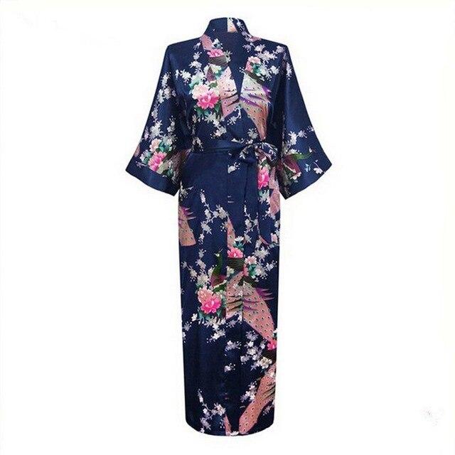 Brand New Chinese Women Silk Rayon Nightgown Bride Wedding Robes Printed Sleepwear Sexy Long Kimono Gown S M L XL XXL XXXL A-028