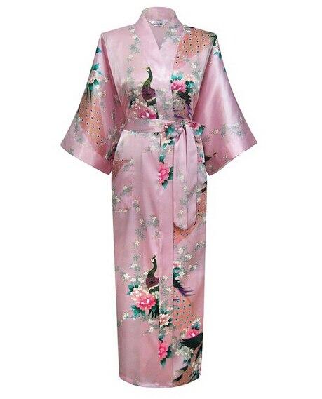 Blue Amazing Summer Spring Women Satin Bathrobe Sexy Lingerie Sleepwear Long Nightgown Robes Plus Size S-XXXL S02I