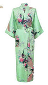 Blue Amazing Summer Spring Women Satin Bathrobe Sexy Lingerie Sleepwear Long Nightgown Robes Plus Size S-XXXL S02I