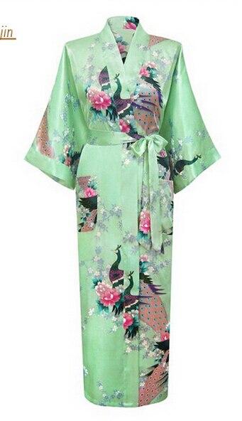 Blue Amazing Summer Spring Women Satin Bathrobe Sexy Lingerie Sleepwear Long Nightgown Robes Plus Size S-XXXL S02I