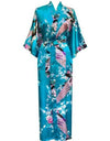 Blue Amazing Summer Spring Women Satin Bathrobe Sexy Lingerie Sleepwear Long Nightgown Robes Plus Size S-XXXL S02I